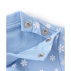 Babyhug Cotton Knit Single Jersey Full Sleeves Night Suit With Polar Bear & Snowflake Print - Blue