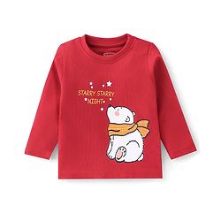 Babyhug 100% Cotton Full Sleeves Night Suit With Polar Bear Print - Red