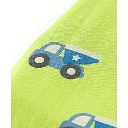 Babyhug Cotton Knit Full Sleeves Trucks Printed Night Suit - Green