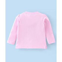 Babyhug Cotton Knit Single Jersey  Full Sleeves Night Suit With Bunny & Floral Print - Pink & White