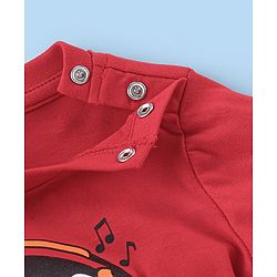 Babyhug Cotton Knit Single Jersey  Full Sleeves Night Suit With Penguin Print - Red & White