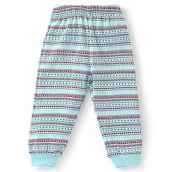 Babyhug Cotton Knit Single Jersey Full Sleeves Night Suit With Santa Clause Print - Blue