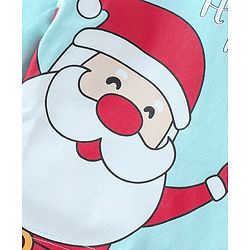 Babyhug Cotton Knit Single Jersey Full Sleeves Night Suit With Santa Clause Print - Blue
