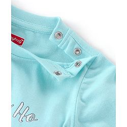 Babyhug Cotton Knit Single Jersey Full Sleeves Night Suit With Santa Clause Print - Blue