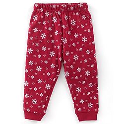 Babyhug Cotton Knit Full Sleeves Night Suit Penguin Print - Red