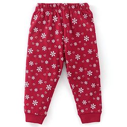 Babyhug Cotton Knit Full Sleeves Night Suit Penguin Print - Red