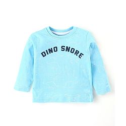 Babyhug Cotton Knit Single Jersey Full Sleeves Night Suit With Dino Print - Blue