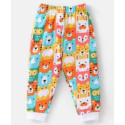 Babyhug Cotton Knit Full Sleeves Night Suit Teddy Print - Multicolour