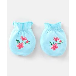 Babyhug 100% Cotton Knit Floral Printed Mittens Pack Of 3 - Multicolour