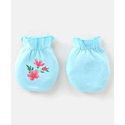 Babyhug 100% Cotton Knit Floral Printed Mittens Pack Of 3 - Multicolour