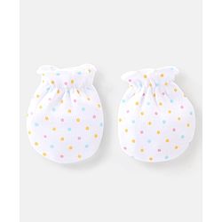 Babyhug 100% Cotton Knit Floral Printed Mittens Pack Of 3 - Multicolour