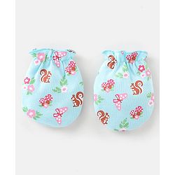 Babyhug 100% Cotton Knit Squirrel Printed Mittens Pack Of 3 - Multicolour