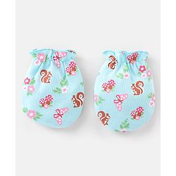 Babyhug 100% Cotton Knit Squirrel Printed Mittens Pack Of 3 - Multicolour