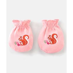 Babyhug 100% Cotton Knit Squirrel Printed Mittens Pack Of 3 - Multicolour