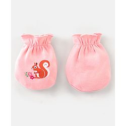 Babyhug 100% Cotton Knit Squirrel Printed Mittens Pack Of 3 - Multicolour