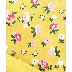 Babyhug Interlock 100% Cotton Knit Cap Mittens & Booties Floral Print Yellow - Diameter 9.5 cm