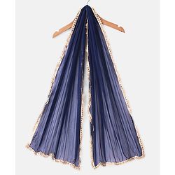 Babyhug  100% Cotton Sleeveless Floral Embroidered Choli with Printed Lehenga and Dupatta Set -Navy Blue
