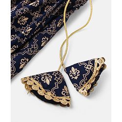 Babyhug  100% Cotton Sleeveless Floral Embroidered Choli with Printed Lehenga and Dupatta Set -Navy Blue