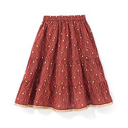 Babyhug Cotton Woven Sleeveless Choli & Lehenga Set with Dupatta Floral Print - Maroon & Blue