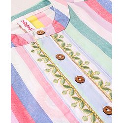 Babyhug 100%  Cotton Full Sleeves  Stripes Kurta Payjama Set - Multicolor