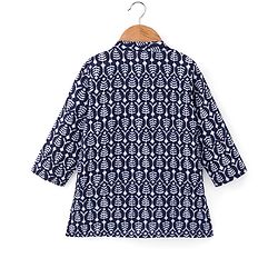Babyhug 100% Cotton Full Sleeves Kurta With Abstract Print - Blue