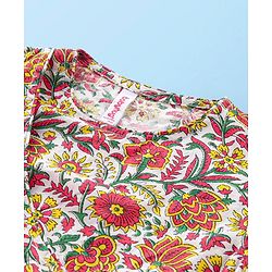 Babyhug Cotton Woven Printed Angarakha Full Sleeves Kurta & Dhoti Set - Red & White