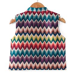Babyhug Cotton Woven Full Sleeves Kurta & Pajama Set with Coat Chevron Print - Teal Blue
