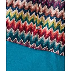 Babyhug Cotton Woven Full Sleeves Kurta & Pajama Set with Coat Chevron Print - Teal Blue