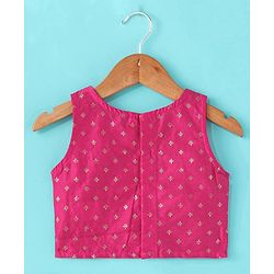 Babyhug Woven Sleeveless Choli & Lehenga Set with Dupatta & Floral Embroidery - Pink & Yellow