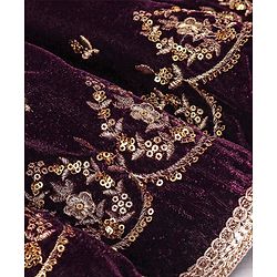 Babyhug Sleeveles Velvet Embroidered Choli with Lehenga  and Dupatta - Purple