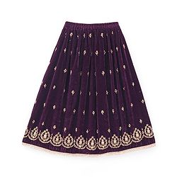 Babyhug Sleeveles Velvet Embroidered Choli with Lehenga  and Dupatta - Purple