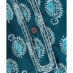 Babyhug 100% Cotton Knit Ethnic Printed Dhoti with Full Sleeves Kurta Set - Navy Blue