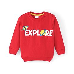 Babyhug Cotton Full Sleeves Sweatshirts With Outer Space Graphics Pack  Of 2- Blue & Red
