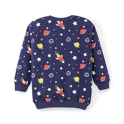 Babyhug Cotton Full Sleeves Sweatshirts With Outer Space Graphics Pack  Of 2- Blue & Red