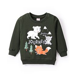 Babyhug Cotton Knit Full Sleeves Sweatshirt With Wild Animals Graphics Pack Of 2 - Red & Green