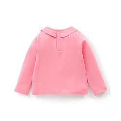 Babyhug Single Jersey Cotton Knit Dungaree with Full Sleeves Inner Tee Floral Print - Peach