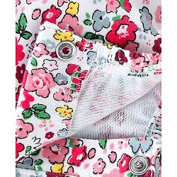 Babyhug Single Jersey Cotton Knit Dungaree with Full Sleeves Inner Tee Floral Print - Peach