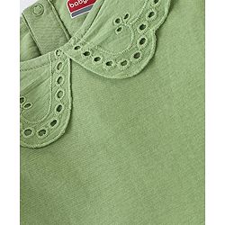 Babyhug 100% Cotton Full Sleeves Top and Floral Printed Pant - Green & Orange