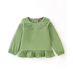 Babyhug 100% Cotton Full Sleeves Top and Floral Printed Pant - Green & Orange