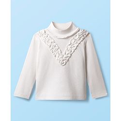 Babyhug 100% Cotton Knit Full Sleeves Top & Skirt Solid Colour - White & Red