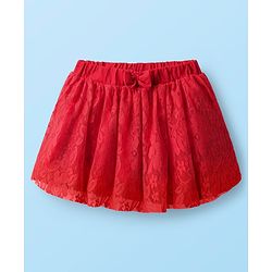 Babyhug 100% Cotton Knit Full Sleeves Top & Skirt Solid Colour - White & Red