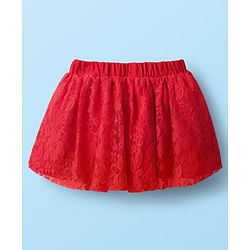 Babyhug 100% Cotton Knit Full Sleeves Top & Skirt Solid Colour - White & Red