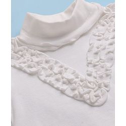 Babyhug 100% Cotton Knit Full Sleeves Top & Skirt Solid Colour - White & Red