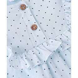 Babyhug 100% Rayon Woven Full Sleeves Top with Frill Detailing Polka Dot Print - Light Blue