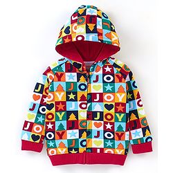 Babyhug Cotton Knit Full Sleeves Sweatshirt With Alphabet Print - Multicolour