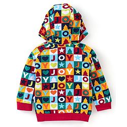 Babyhug Cotton Knit Full Sleeves Sweatshirt With Alphabet Print - Multicolour