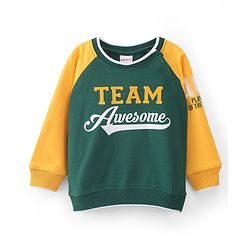 Babyhug Cotton Full Sleeves Sweatshirt With Graphic Text Print - Green