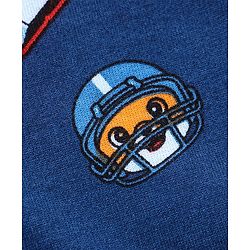 Babyhug Cotton Knit Full Sleeves Hooded Sweatjacket with Zipper & Basket Ball Graphics Print - Navy Blue