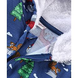 Babyhug Cotton Knit Full Sleeves Hooded Sweatshirt with Jungle Print - Blue