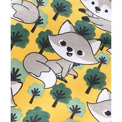 Babyhug Cotton Knit Full Sleeves Raccoon Printed Hooded Sweat Jacket with Zipper - Yellow